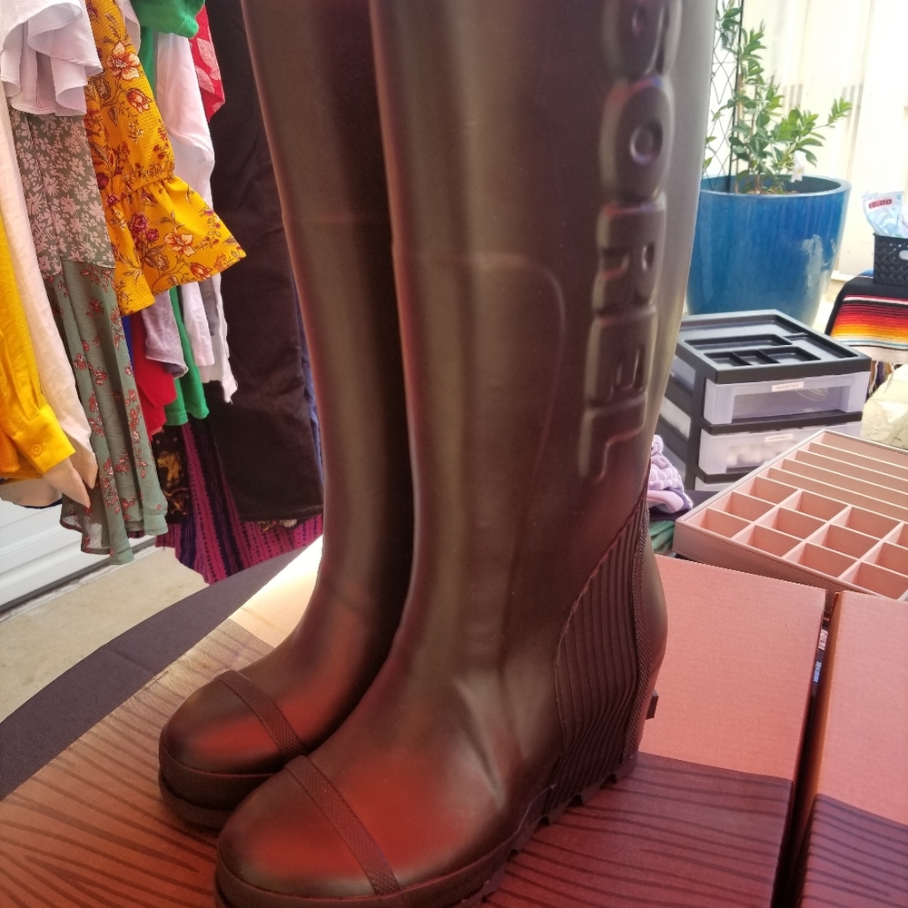 Sorel Joan Rain Wedge Tall Boots